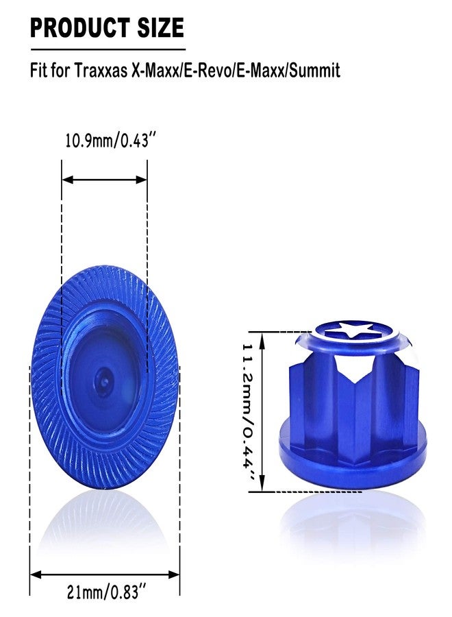 HOPLEX Aluminium Alloy Blue 17mm Hex Wheel Nut with Wheel hex Sleeve Wrench Tool for Traxxas X-Maxx/E-Revo/E-Maxx/Summit Monster Truck RC Vehicle Tires - Image 3